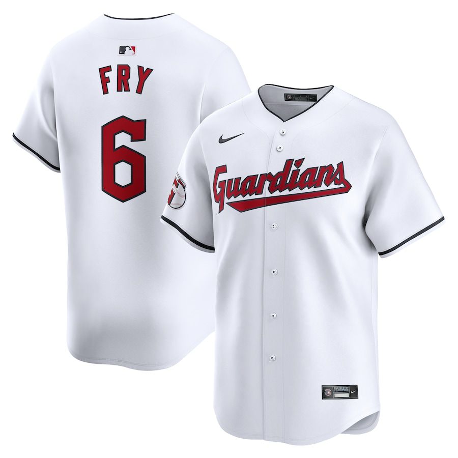 Men Cleveland Guardians 6 David Fry Nike White Home Limited Player MLB Jersey